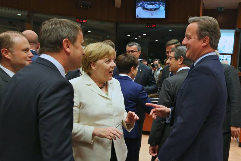 Xavier Bettel, Angela Merkel, David Cameron | © Council of the EU