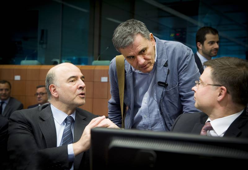 Moscovici, Tsakalotos, Dombrovskis | © Council of the EU